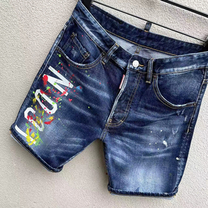 Pantalones cortos de mezclilla para hombre OEM ODM, pantalones de cinco puntos de moda con salpicaduras de pintura 2025 - Product Image 4