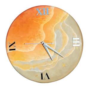 Horloge de maison de luxe, art en résine fait main, thème océanique, moderne, étanche, surdimensionnée, veilleuse, décoration de mariage, décoration de salle à manger - Product Image 1