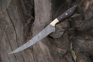 Cuchillo De Filete de acero de Damasco hecho a mano con hoja de 8 pulgadas, ambidiestro, Extra afilado, mango de madera Pakka estabilizado, personalizable - Product Image 4
