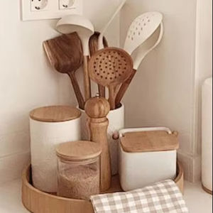 Cuchara de madera y resina para cocinar, espátula con soporte, utensilios de cocina, cuchara de cocina de madera Natural para el mejor color - Product Image 1