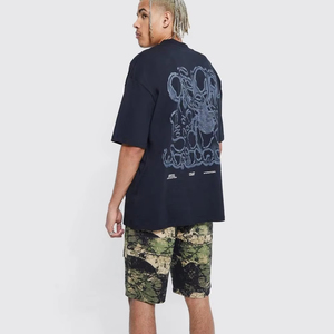 Impression de sonneries T-shirts surdimensionnés T-shirts surdimensionnés pour hommes Coton Baggy Crewneck Streetwear T-shirt - Product Image 1