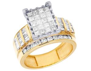 Bague classique en moissanite taille baguette et taille princesse ronde, sertie en grappe, avec bande en argent S925 pour femme, idéale pour les mariages et les soirées - Product Image 1