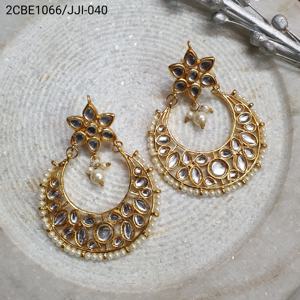 ต่างหูห้อยหิน chandbali ชุบทองพร้อมพู่เครื่องประดับโลหะผสมทางศาสนาโบฮีเมียนสำหรับงานปาร์ตี้และของขวัญ - Product Image 5