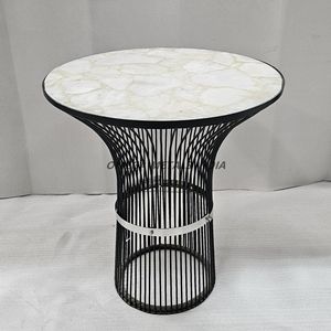 Table basse ronde de style nordique moderne, mobilier en bois noir de luxe léger pour salons uniques, pour usage scolaire - Product Image 5