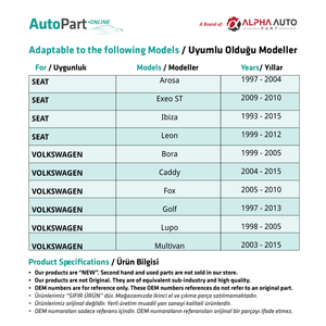 หัวฉีดน้ำด้านหลังสำหรับ Volkswagen, Skoda, Audi, Seat - Product Image 4