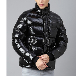 Veste softshell unisexe noire personnalisée vêtements d'hiver pour hommes veste de chaleur à capuche enduite d'extérieur légère à bulles - Product Image 3