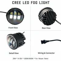 Phare antibrouillard LED double couleur 20W 9-30V 3000K/6000K pour pare-chocs avant, référence 26150-1LB0A, pour remplacement sur Nissan Patrol SUV tout-terrain (vente en gros)
