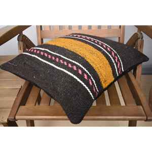 Alfombra de lana Kilim Multicolor, almohada decorativa de 18x18 pulgadas, patrón Vintage, técnica tejida, estilo bohemio - Product Image 4