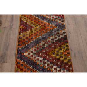 Turkish <b>Runner</b> Rug, 1.8x9.6 ft Vintage Rug, <b>Red</b> Kilim Wool Rug - Product Image 3