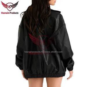 Blouson d'hiver unisexe élégant en cuir avec manches longues décontractées et vêtements d'hiver chauds-tricoté traité - Product Image 2