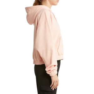 OEM 350 GSM 100% algodón al por mayor Crop Top sudaderas con capucha mujeres logotipo personalizado de gran tamaño más vendidos Crop Top sudaderas con capucha - Product Image 3