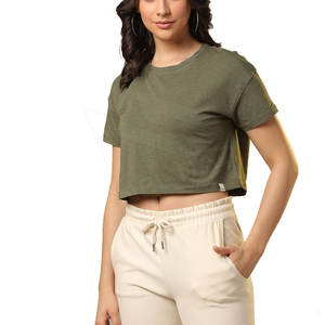 ผู้หญิงระบายอากาศผ้าฝ้ายพืชเสื้อยืดออกแบบเองระบายอากาศขายส่งราคาต่ําพืชเสื้อทีคุณภาพสูง - Product Image 1