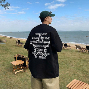 T-shirt classique, T-shirt unisexe rayé bleu marine ulzzang 100% coton - Product Image 5