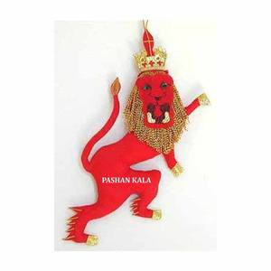 Hecho a mano atractivo diseño en forma de León mejor Material dorado Zari bordado con cuentas trabajo para adornos colgantes de árbol de Navidad - Product Image 1