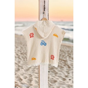 Poncho pour enfants en mousseline de coton biologique 100% Varol, à thème routier, serviette de bain pour bébés nouveau-nés, pour le bain et les soins - Product Image 3