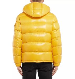 High-quality Winter Fashion Stylish Custom Design Bright Yellow Shell Hooded Quilted Nylon Puffer Coat <b>Men's</b> <b>Jacket</b> - Product Image 2