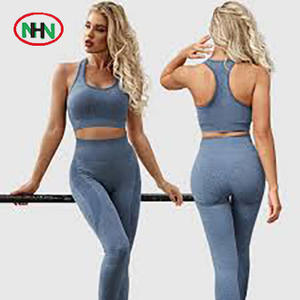 Ensembles de yoga pour femmes, vêtements de sport personnalisés avec logo, 2 pièces, taille mi-haute, imperméables, grandes tailles, imprimés, tenues de sport - Product Image 1