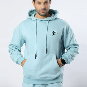 Sudadera con capucha de mezcla de algodón personalizada para hombre, ropa de calle, Jersey cómodo informal de manga larga con capucha teñida lisa, estilo básico de verano - Product Image 1