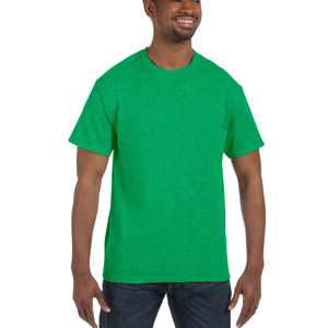 Camisetas de cuello redondo de algodón pesado de manga corta para hombre 220 Gsm algodón Color verde con patrón impreso camiseta - Product Image 1