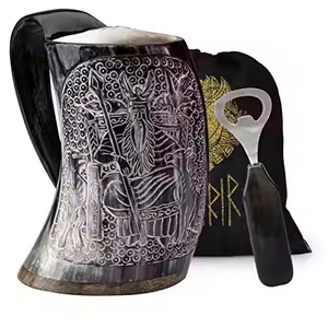 Taza de cuerno única, vino Vikingo, diseño admirable, cuerno para beber tallado, fabricante superior, estilo náutico con acabado personalizado pulido - Product Image 3