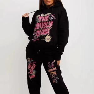 Ensemble de survêtement décontracté pour femmes, imprimé, uni, coupe ample, 2 pièces, vente en gros - Product Image 6