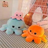 Peluche de pieuvre réversible, Animal en peluche, jouets doux personnalisés en coton PP multicolore pour enfants adultes, quantité minimale de commande spéciale