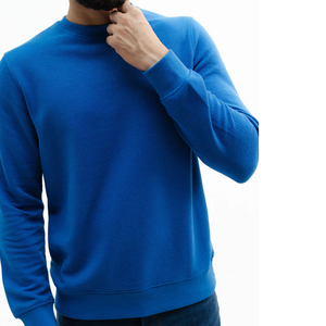 Sudadera de cuello redondo azul de gran tamaño para hombre de alta calidad 100% algodón logotipo personalizado estilo jersey con capucha cuello invierno - Product Image 3