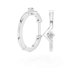 SIMPLE <b>HOOP</b> EARRINGS SET 18KT WHITE GOLD RHODIUM PLATED BRILLIANT CUT LAB GROWN DIAMONDS IGI CERTIFIED EVERYDAY WEAR GLAM EVENTS - Product Image 1
