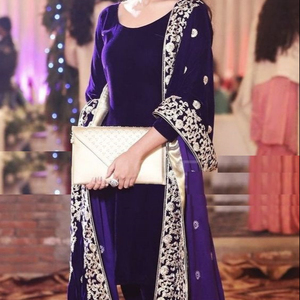 NEW LONG KURTA & <b>PANT</b> DRESS WITH HEAVY DUPATTA EMBELLISH BEAUTIFUL RESHAM, CRYSTAL GLASS BEADS,DABKA WORK for Party-WEAR @ 2022 - Product Image 1