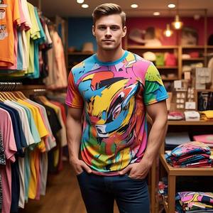 OEM Sublimation T Shirts Hommes Manches Courtes Col Ras du Cou Multi Couleur Tee Shirt Hommes Haute Qualité Sublimé 100% Coton TShirts - Product Image 4