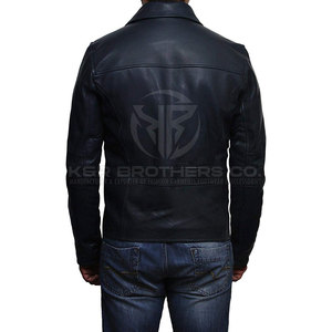 Blouson aviateur vintage en cuir pour homme col montant logo avant respirant hiver design élégant cuir véritable souple - Product Image 2