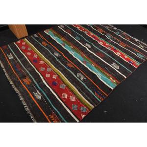 พรมขนสัตว์สีเบจแบบดั้งเดิมทำด้วยมือขนาด5.6x7.4ฟุตแบบตุรกีการเย็บปะติดปะต่อกันทรงสี่เหลี่ยมผืนผ้าออกแบบสำหรับห้องนั่งเล่นห้องนอนห้องโถง - Product Image 2