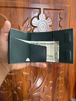 Dompet kartu kredit kulit asli, dompet pemegang kartu kredit/klip/tombol penutup, logam ramping RFID cerdas panjang pendek