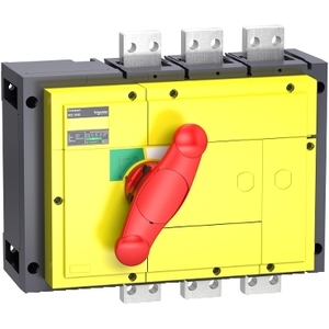 Interruttore Sezionatore SCHNEIDER ELECTRIC 31348 Compact INS1250 1250A, 3 Poli, Maniglia Rotante Rossa, Interruttore Frontale Giallo - Product Image 1
