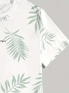 Men's Printed Summer Casual Short <b>Set</b> 100% Cotton Breathable Lightweight Beige Home Wear - Product Image 2