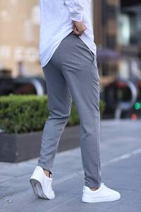 Pantalones elásticos ajustados de color azul marino para hombre, pantalones de oficina elegantes informales, cintura elástica con cordón, algodón recto, Hip Hop de talla grande - Product Image 3