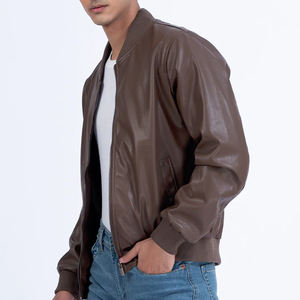 Men Spring and Autumn Out Wear PU Leather Jacket Fashion Motorcycle <b>Slim</b>-fit <b>Stand</b> Collar Long Sleeve Zipper <b>Coat</b> - Product Image 2
