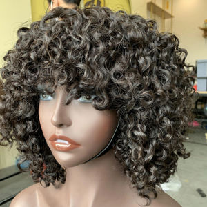 Perruque courte à boucles ressort en cheveux humains Remy vietnamiens, cuticules alignées, douce, 300g, avec closure, prix de gros - Product Image 1