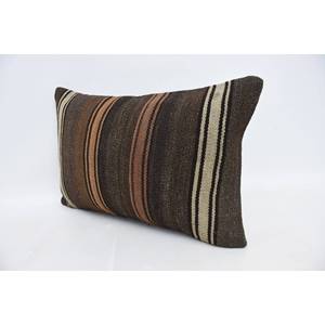 Brown Wool Kilim Rug 16x24 Inch Rustic Vintage Patterned Woven Rug - Product Image 4