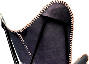 Silla de mariposa de cuero marrón para dormitorio, silla de ocio plegable de estilo rústico para exteriores, cubierta de repuesto perfecta para sala de estar - Product Image 2