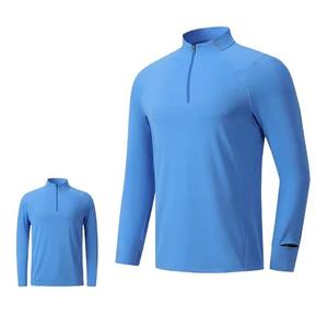 T-shirt de sport pour homme à séchage rapide, anti-UV, respirant, avec col montant et demi-zip, finition professionnelle - Product Image 2