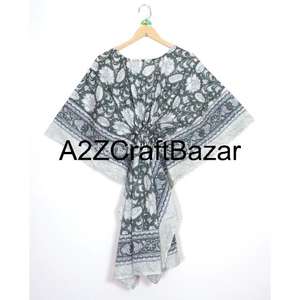 Robe décontractée à manches courtes, col en V, imprimé floral bohème, en coton 100 % pur, écologique et légère, avec des franges - Product Image 5