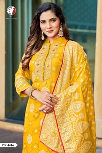 Soie russe de qualité supérieure avec pantalon Kurti de travail jacquard et fabricant et fournisseur Dupatta de l'Inde au taux le plus bas - Product Image 6