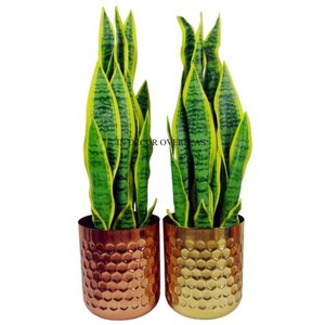 Double ombrage Couleur noire et cuivre Finition à texture unique Finition en métal robuste Forme ronde Pot de fleur et jardinière - Product Image 3