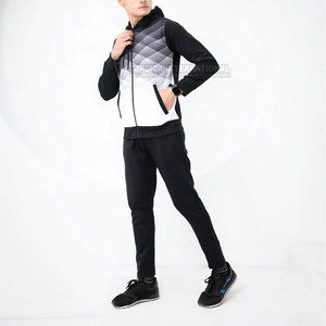 Men Tracksuit Set <b>Lightweight</b> Soft Cotton Polyester Zipper <b>Hoodie</b> and Joggers Trendy Men Tracksuit Set - Product Image 5