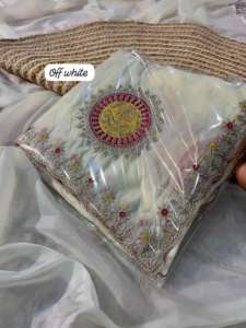 Tenue tendance, sari en cristal doux de haute qualité, broderie lourde en gota, bordure de créateur, vêtements pour femmes adultes, Inde - Product Image 4