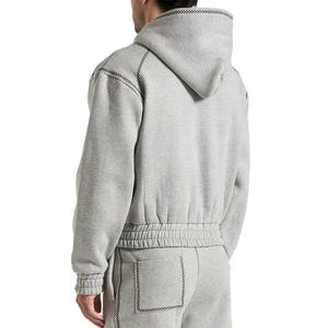 Sweats à capuche oversize amples de haute qualité personnalisés pour hommes, 100% coton molletonné, streetwear, sweats à capuche à manches longues et fermeture éclair pour hommes - Product Image 2