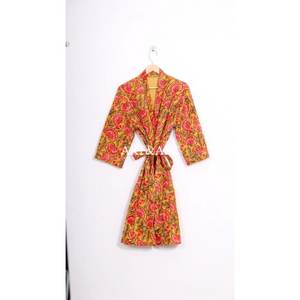 Ethnic Traditional Vintage Indian Handmade Colorful Cotton Women's Full Length Summer Spring Robe Kimono EcoFriendly Fabric - Product Image 5
