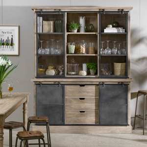 Buffet Helsinki en bois de manguier brossé et métal gris - Product Image 3