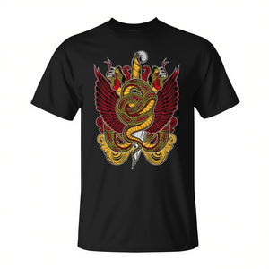 Camiseta Phoenix Badass Biker con Diseño de Tatuaje de Serpiente Retorcida y Cuchillo, Talla Grande, Artículo Promocional - Product Image 3